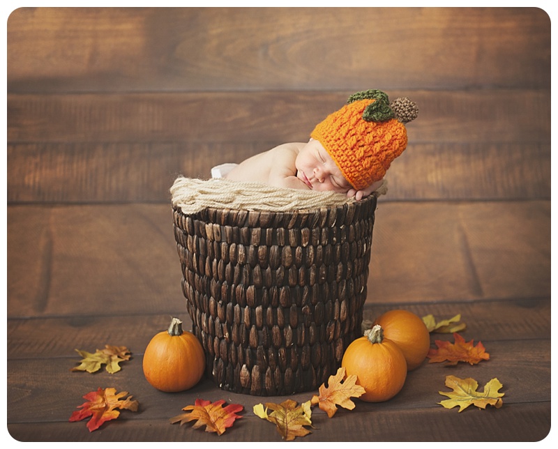 Newborn sleeping in basket