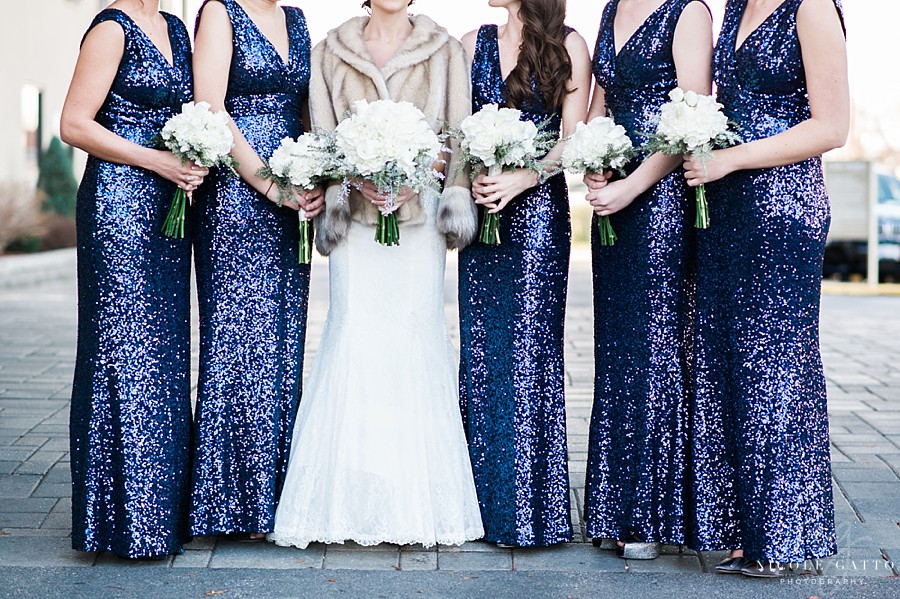 Bridesmaids in front of sheraton at the falls