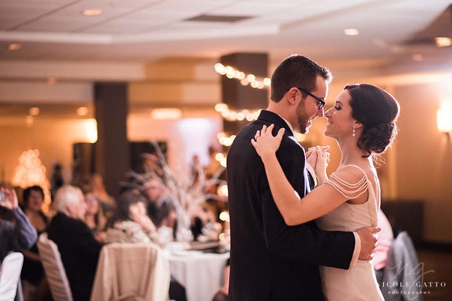 Bride and grooms first dance at the sheraton at the falls