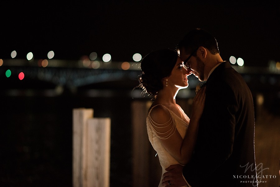 night wedding photography of bride and groom in buffalo