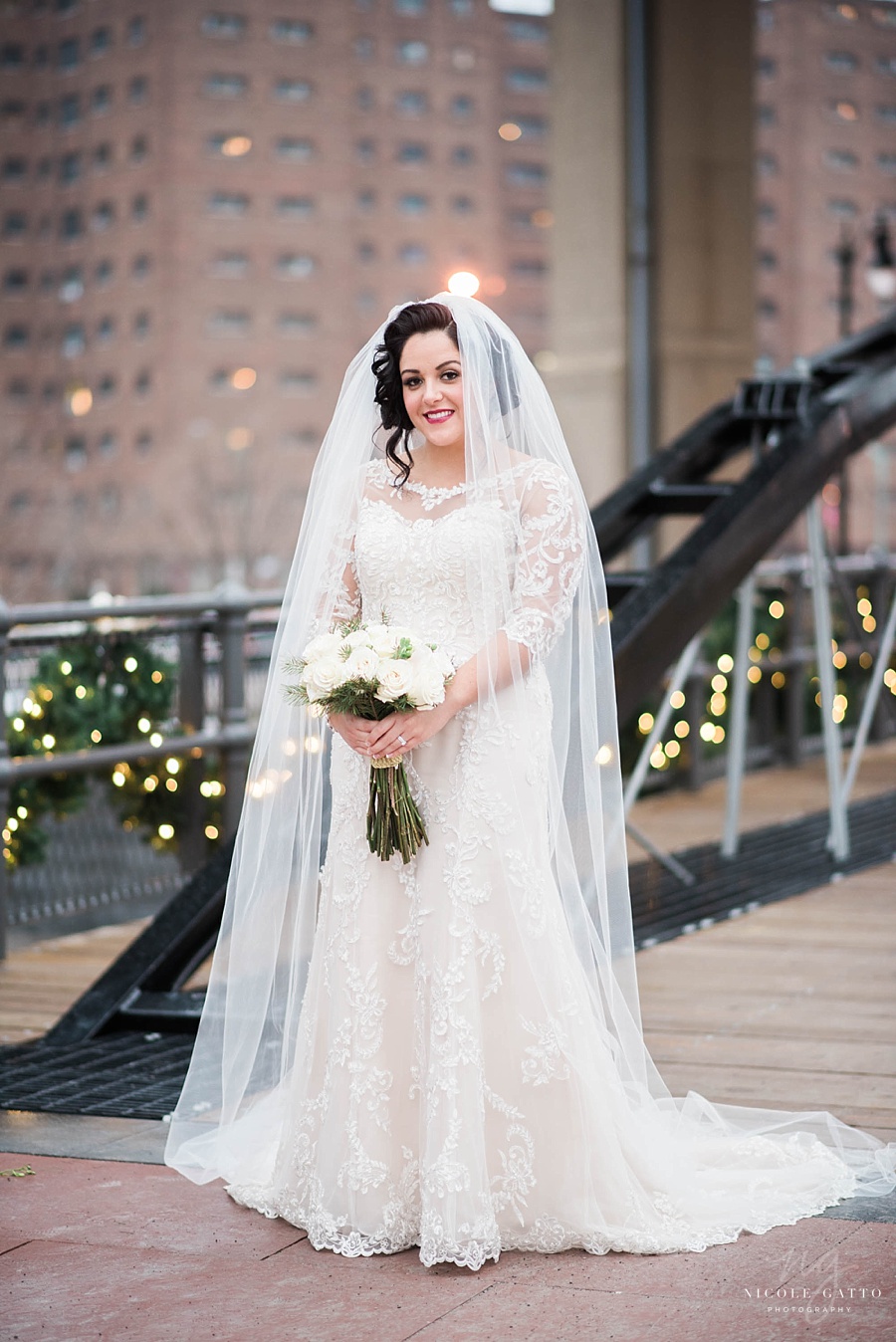 Wedding pictures of bride at Canal Side in Buffalo NY