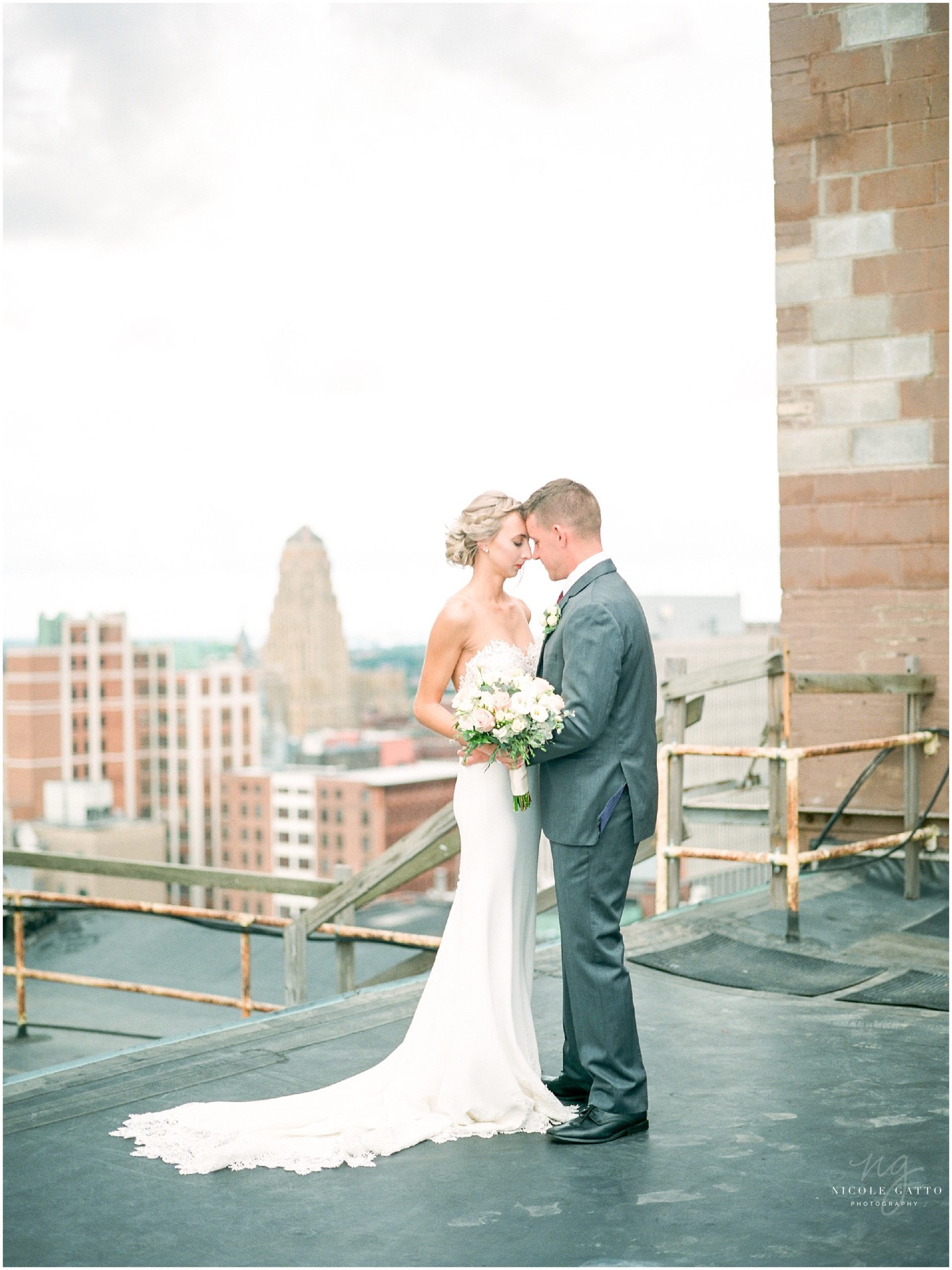 Wedding photograph on top of the admiral room overlooking Buffalo NY