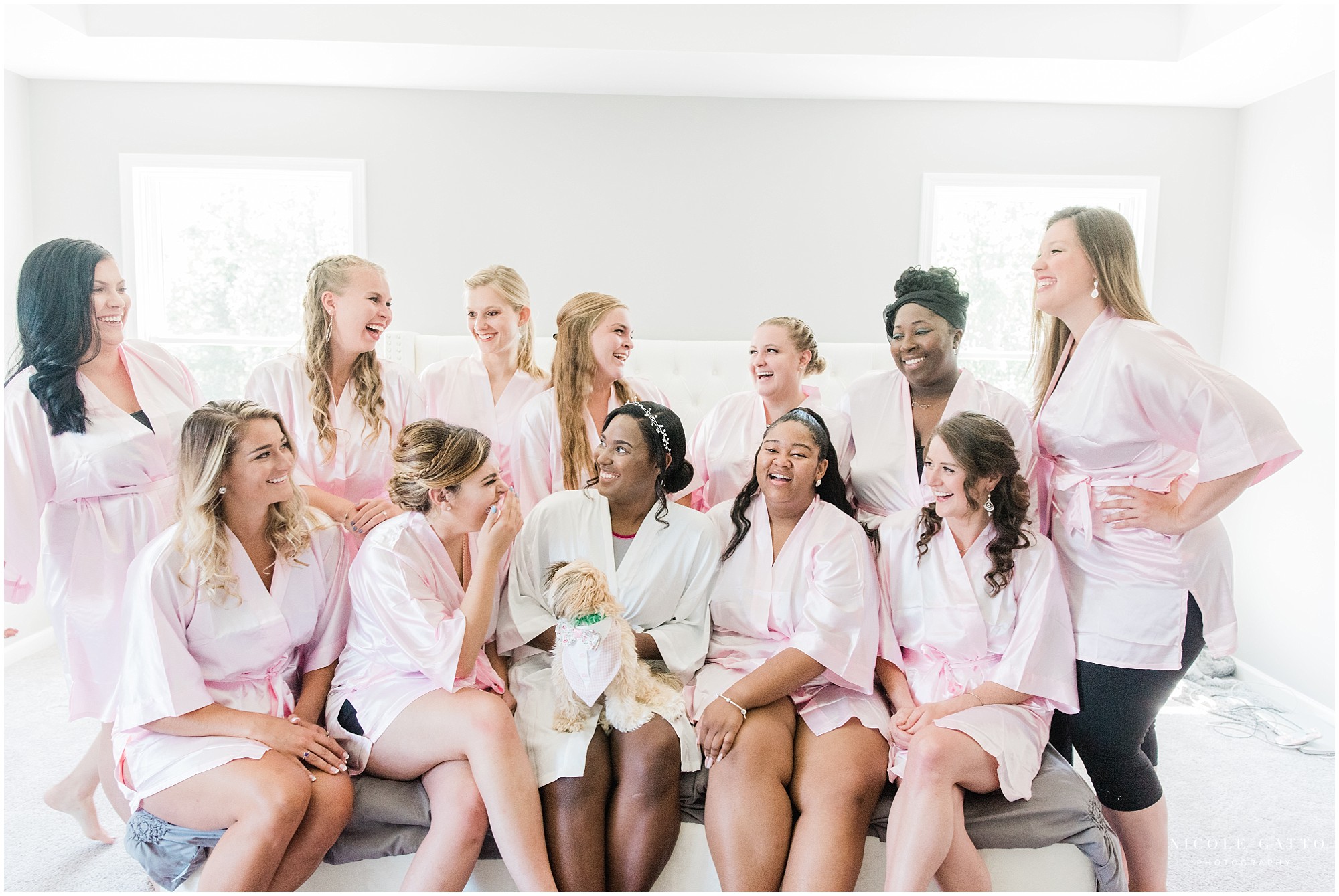 bride and bridesmaids in robes