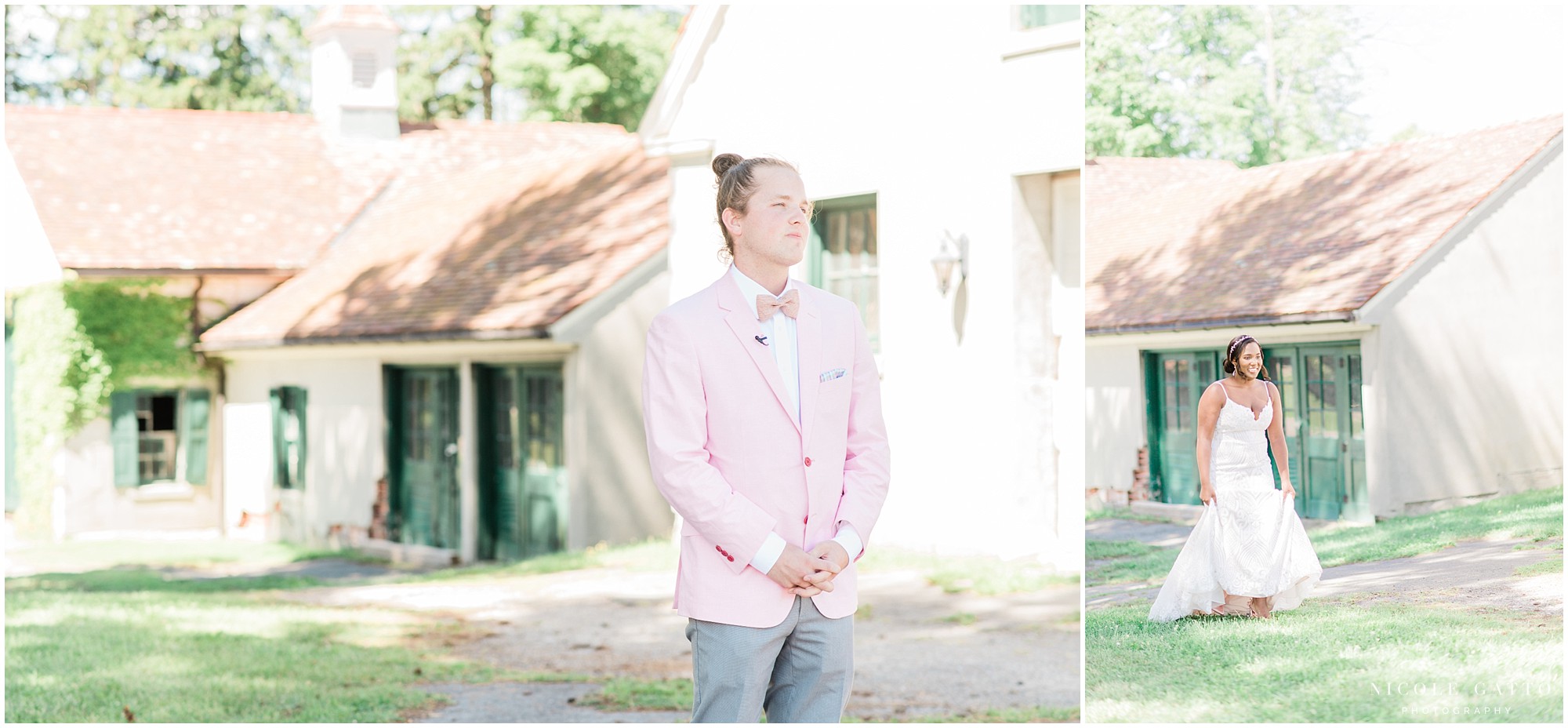 Bride and groom at knox farms for first look