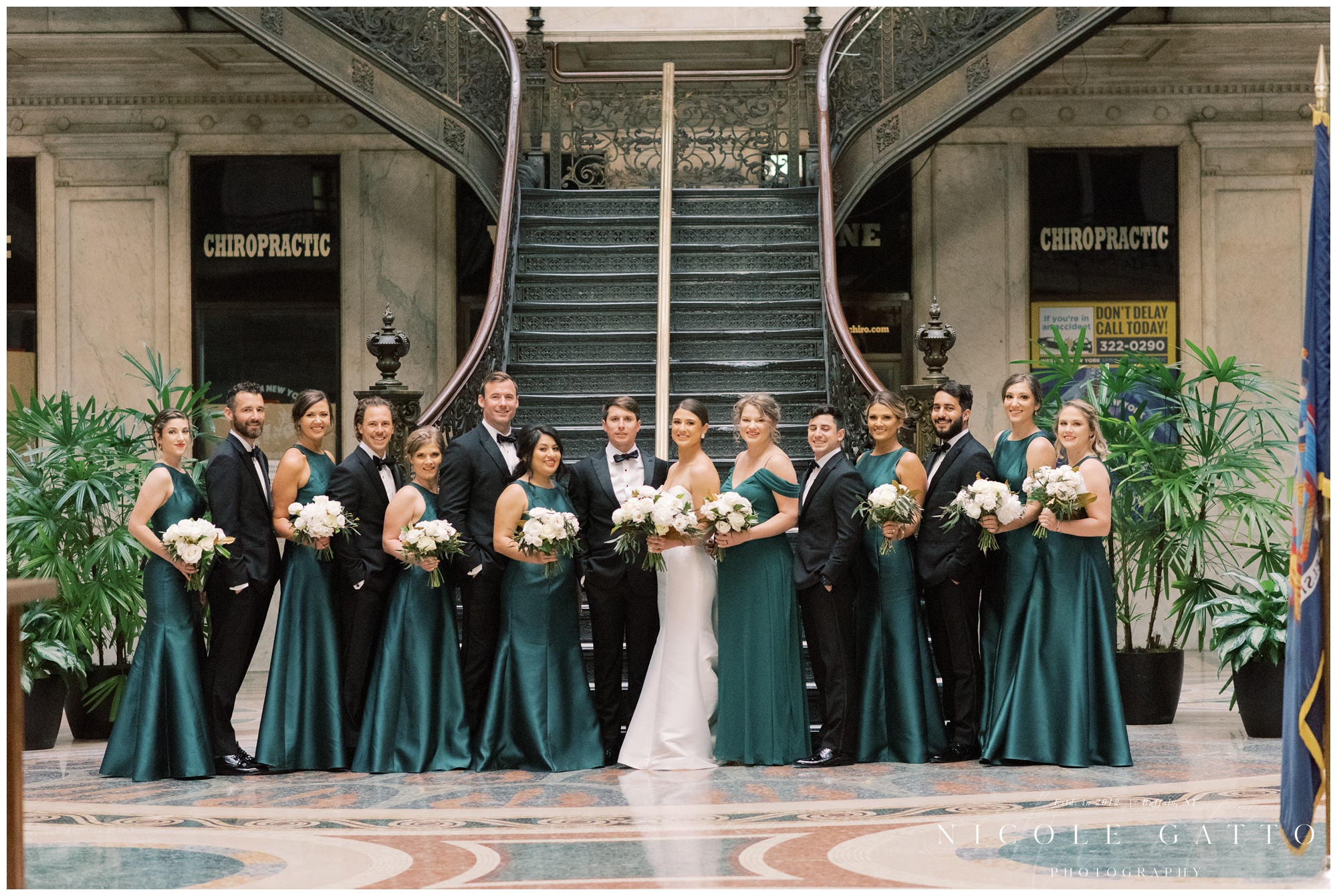 bridal party at the ellicott square building buffalo ny