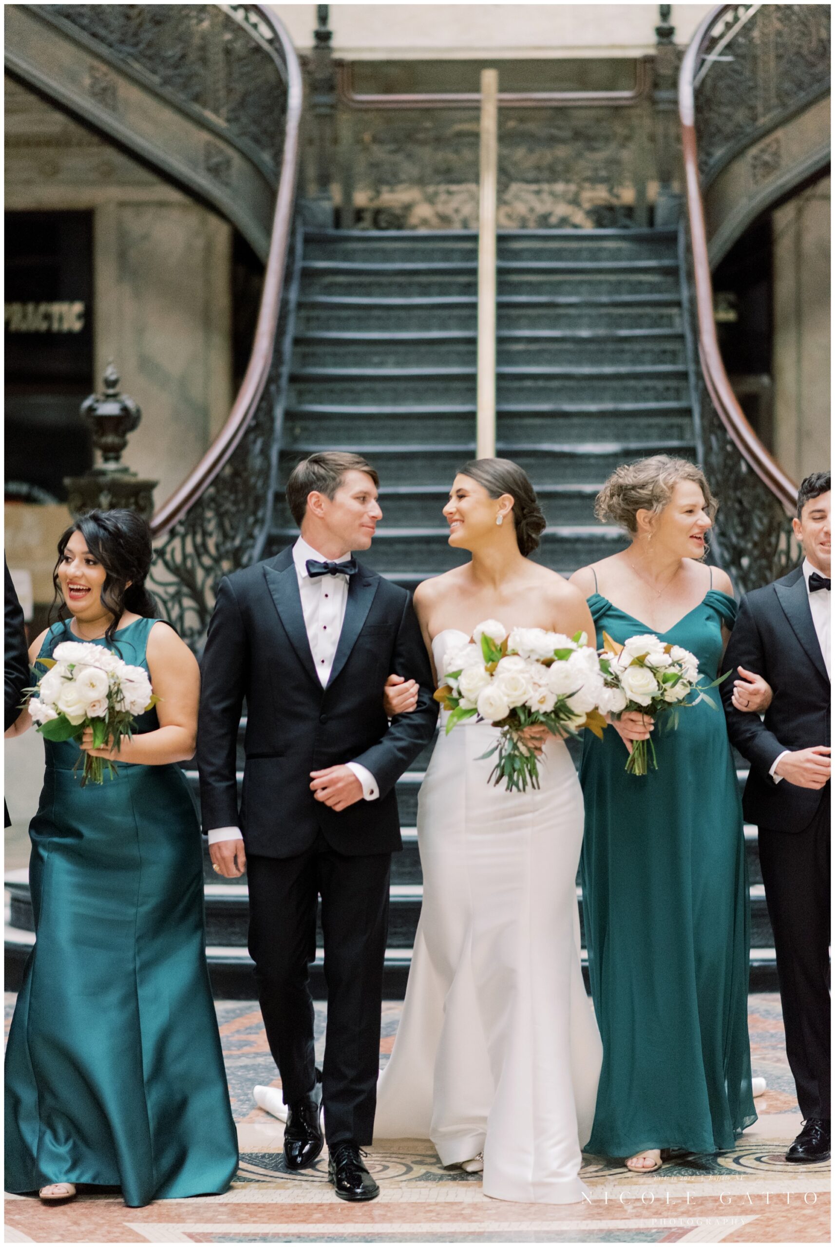 bridal party at the ellicott square building buffalo ny