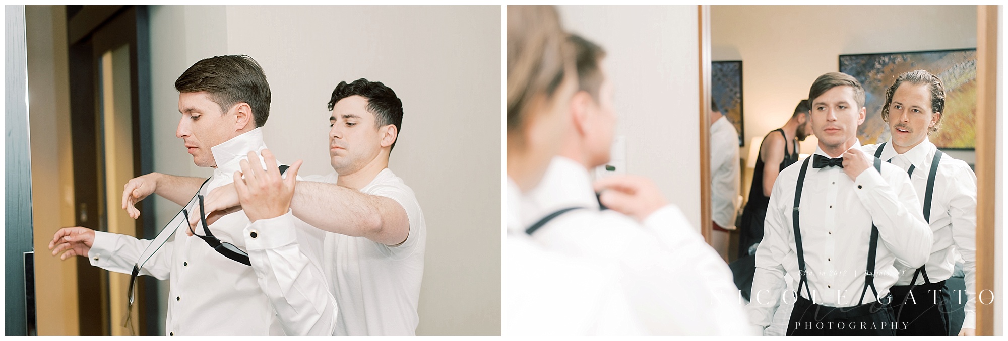 groom getting dressed at the westin buffalo ny