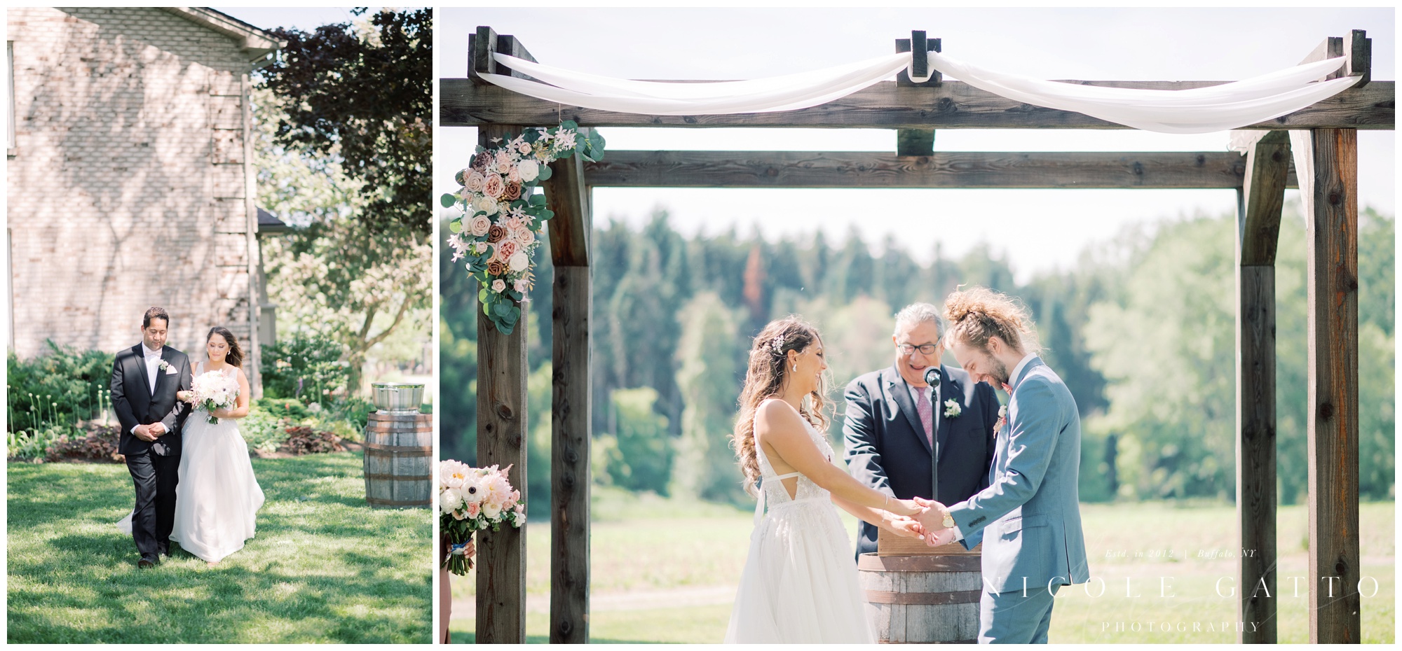 ourdoor wedding ceremony in buffalo ny wedding at Hayloft in the grove 