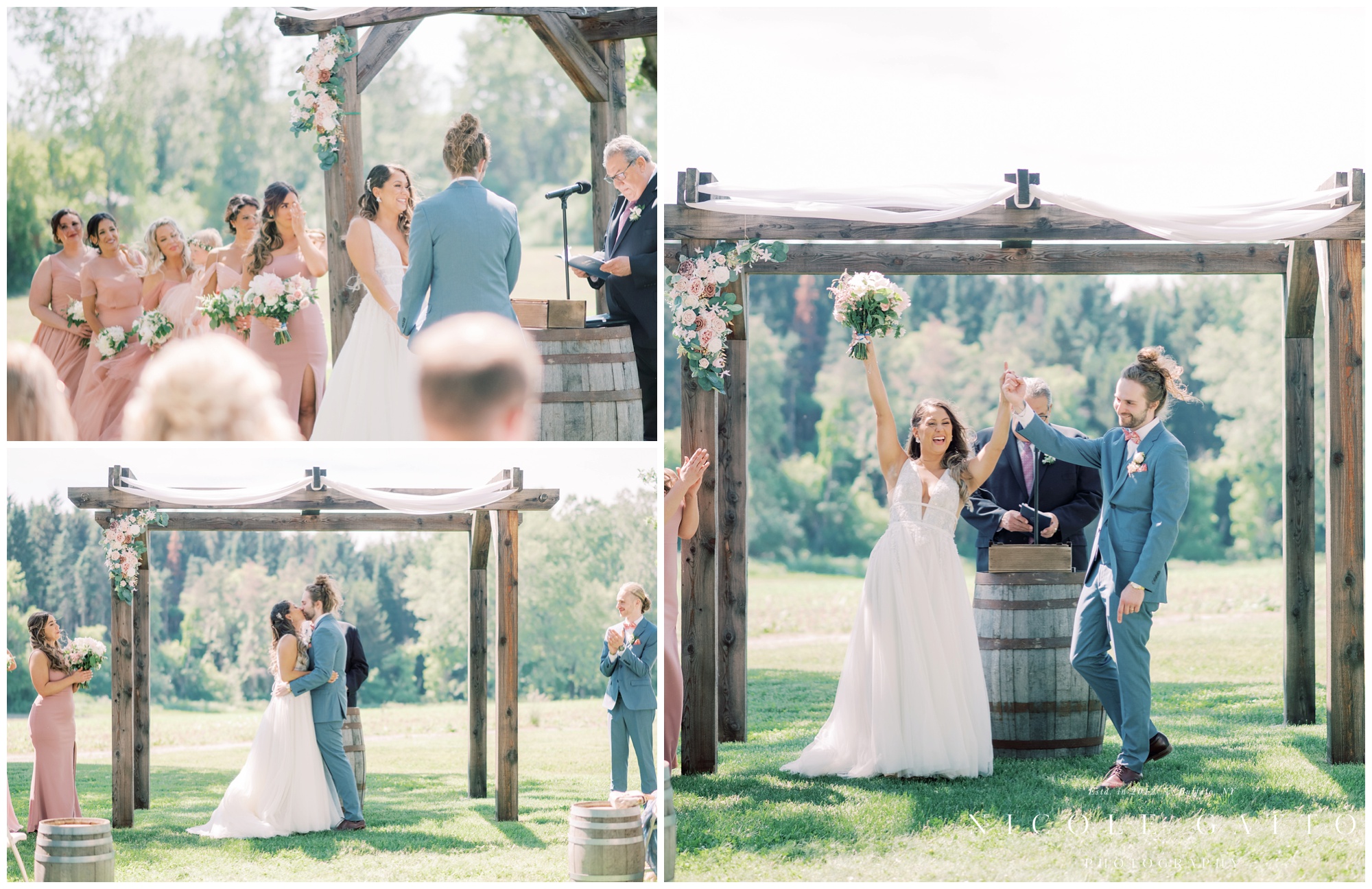 ourdoor wedding ceremony in buffalo ny wedding at Hayloft in the grove 