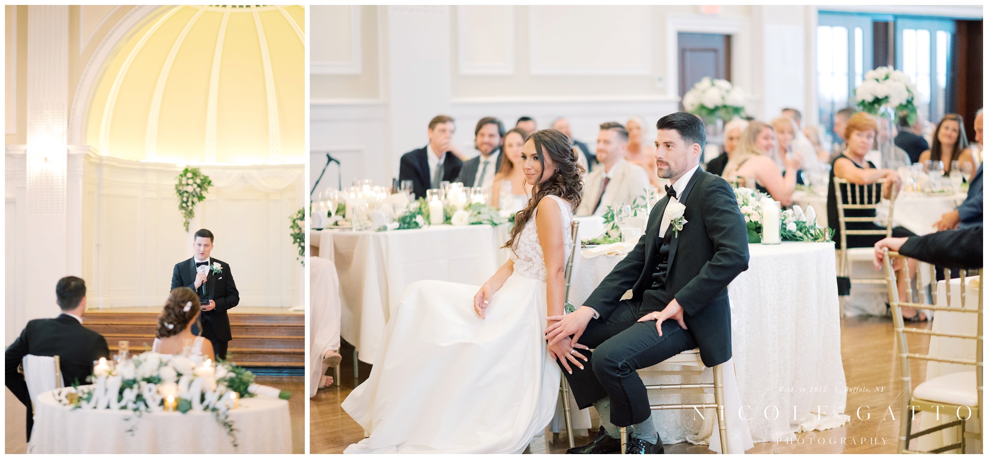 speeches at Wedding_at_Hotel_Lafayette- bride and groom holding hands