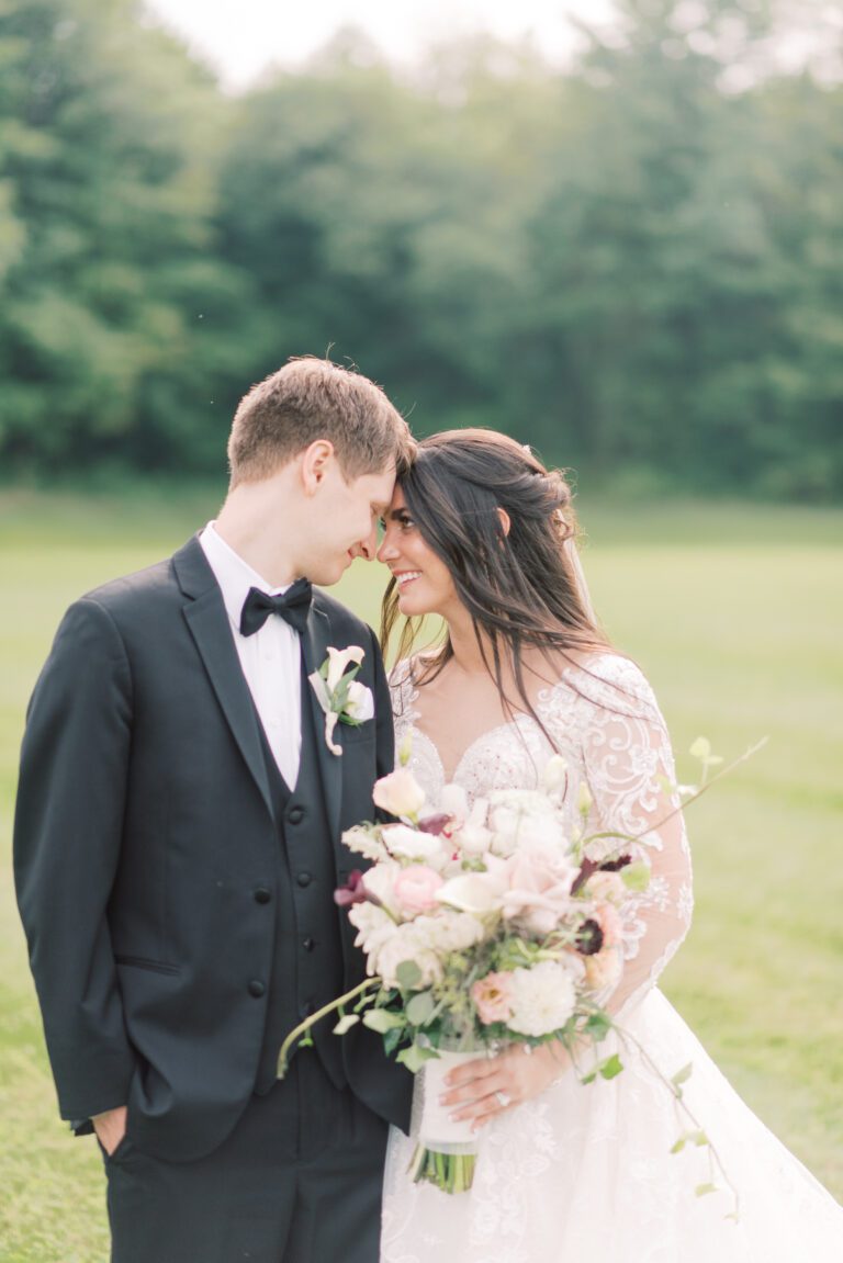 bride and groom at notting hill farm wedding in south wales new york